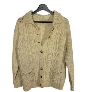 Breckdale Cream Heavy Knit Collared Button Up Cardigan Large